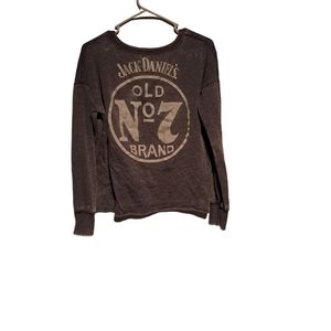 Lucky Brand Jack Daniels Sweatshirt Keyhole Neck Distressed Women's Size Small